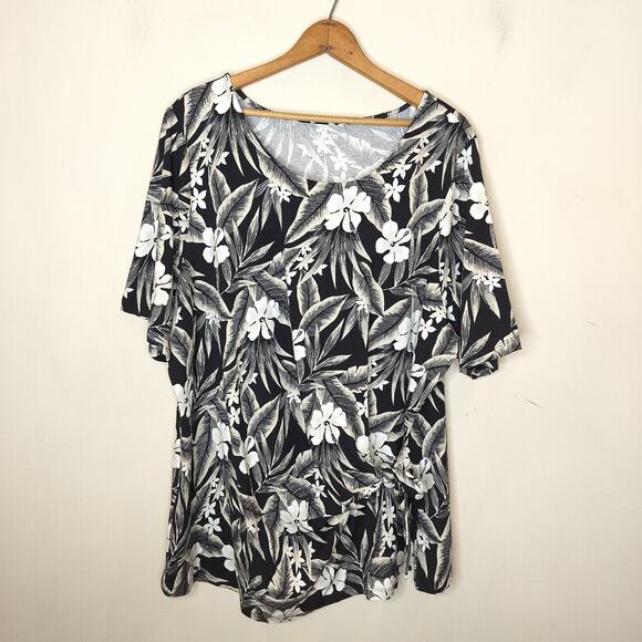 Lands End Floral Top Twist Front Stretch Cotton - Picture 1 of 8